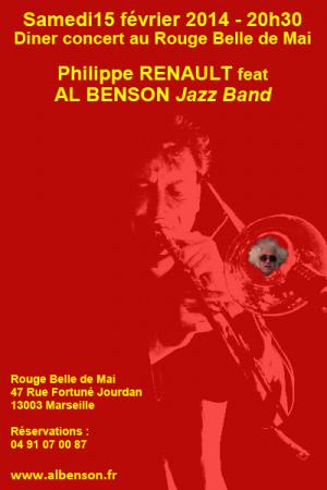 AL BENSON Jazz Band & Philippe RENAULT en dîner concert au Rouge Belle de Mai le samedi 15 février 2014 à 20h30