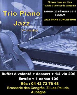 Concert Jazz avec JAZZ SANS CONCESSION Trio Aubagne