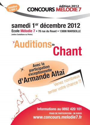 Concours Mélodie 7 : audition devant Armande Altaï le 1er décembre à Marseille