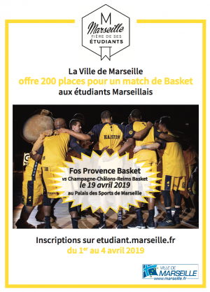 En avril, la Ville de Marseille offre 200 places aux étudiants Marseillais pour assister à un match de Basket