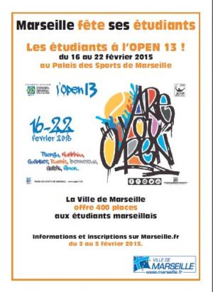 La Ville de Marseille invite les étudiants à l'OPEN 13