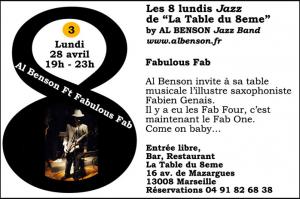Les 8 lundis Jazz de la Table du 8eme, by AL BENSON Jazz Band #3 Fabulous Fab