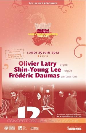 Marseille Concerts : Orgue-percussions aux Réformés (Latry-Lee-Daumas)